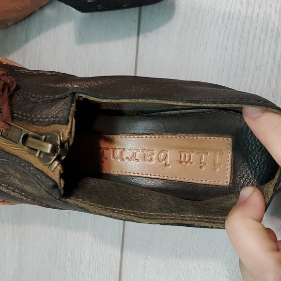 Free People Jim Barnier Womens Boho Leather Moto Heels shoes sz 9.5 USA - Picture 16 of 16